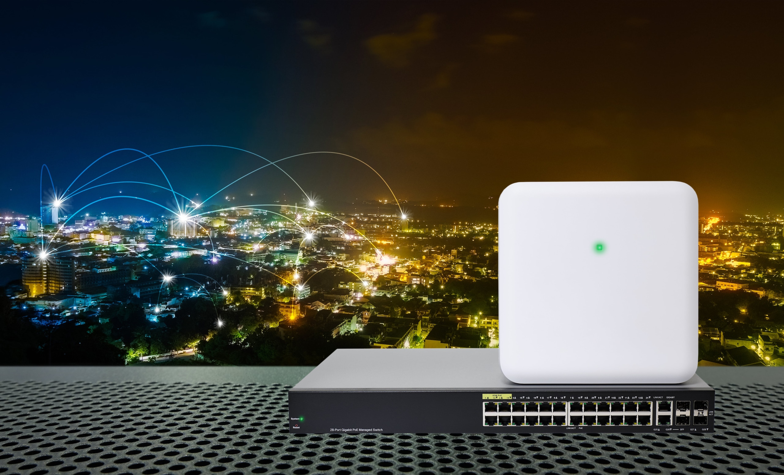 Network gigabit switch with Power over Ethernet (PoE) function